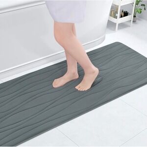 New Set of 2 Buganda Memory Foam Bath Mats – 17" x 47" – Extra Soft Grey